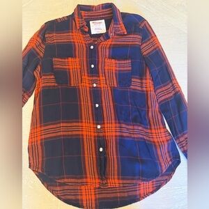 Mossimo Supply Co. Women's Plaid Shirt - Navy and Orange
UVA